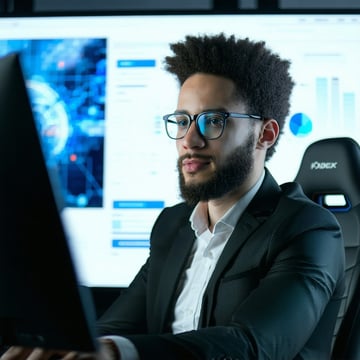 a professional watching a tech webinar-1