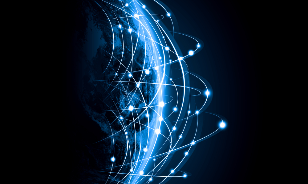Blue vivid image of globe. Globalization concept. Elements of this image are furnished by NASA